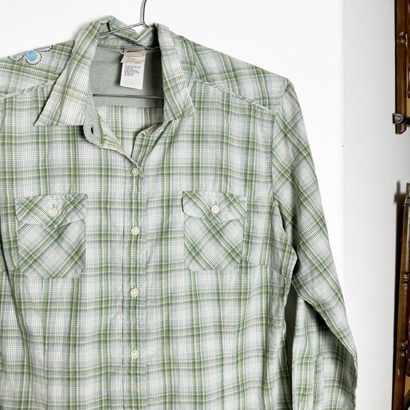 The North Face Green White Plaid Button Down Shirt sz XL - Picture 2 of 7